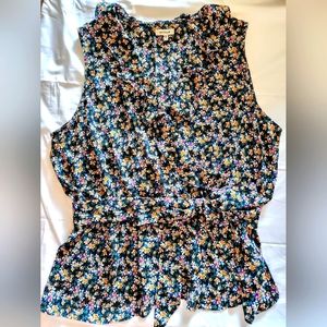 Max Studio Floral Chiffon Tank top with Belt